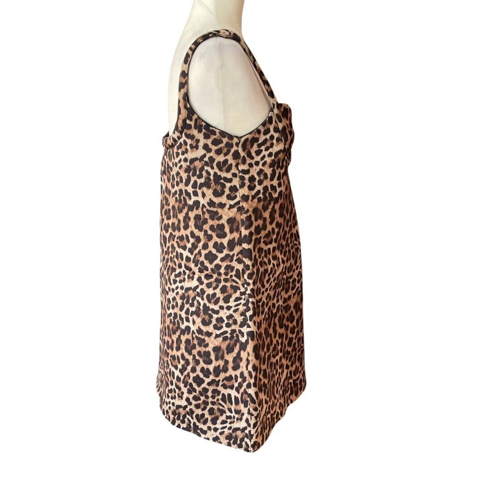 NWT Dhruv Kapoor Sleeveless Sweetheart Mini Dress Leopard Scuba MP - Picture 8 of 10